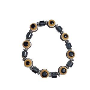 Evil Eye Bead Brown Amber Good Luck Stretch Bracelet Fashion Jewelry Magnetic
